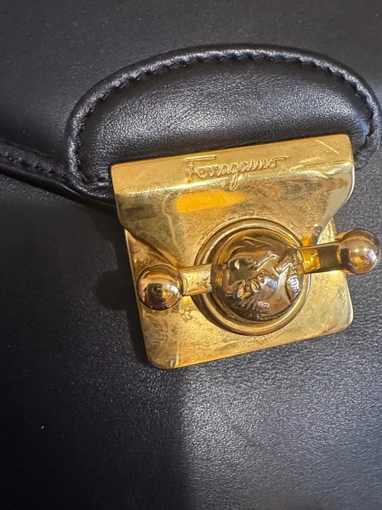 Salvatore Ferragamo Black Leather Crossbody with Gold Hardware EUC No callouts - Picture 2 of 10